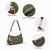 Schwarze Umhängetasche für Damen Niedliche Hobo Kirsch-Geldbörse Retro-Clutch Unterarm-Handtasche mit abnehmbaren Riemen