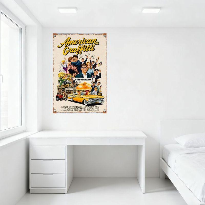 American Graffiti Vintage Film Metalen Blikbord - Jaren '60 Drive-In Diner Auto Scène Kunst Decoratie voor Huis Man Cave Bar Cafe Wandbord