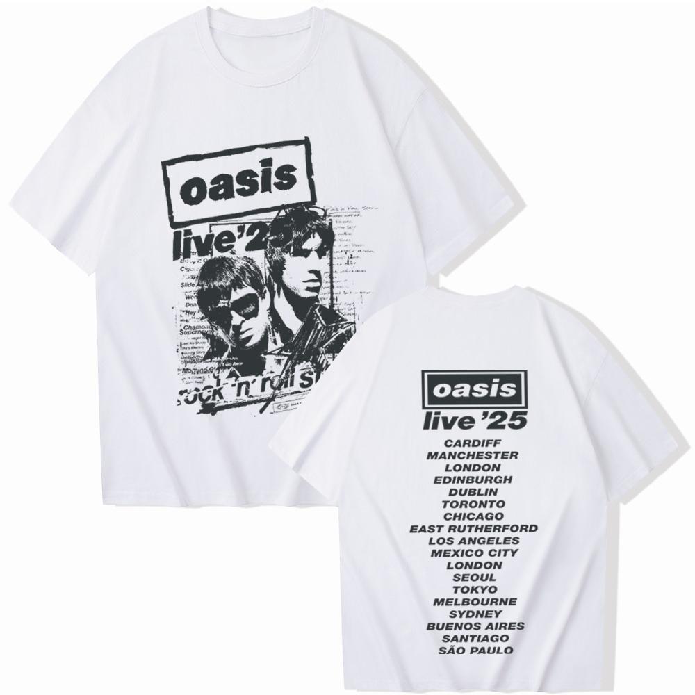 Novinka Oasis Live Tour Tričko Dárek pro fanoušky Harajuku Unisex Kulatý výstřih Tričko Odvádějící pot a prodyšné Tričko
