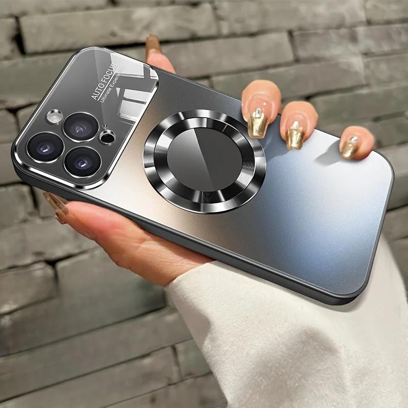 

Fashion Titanium Alloy Magnetic Case For iPhone 16 15 14 Plus 13 11 Pro Max 16 Plus High-end Glass Phone Case Simple Phone Case For iPhone 15 Pro