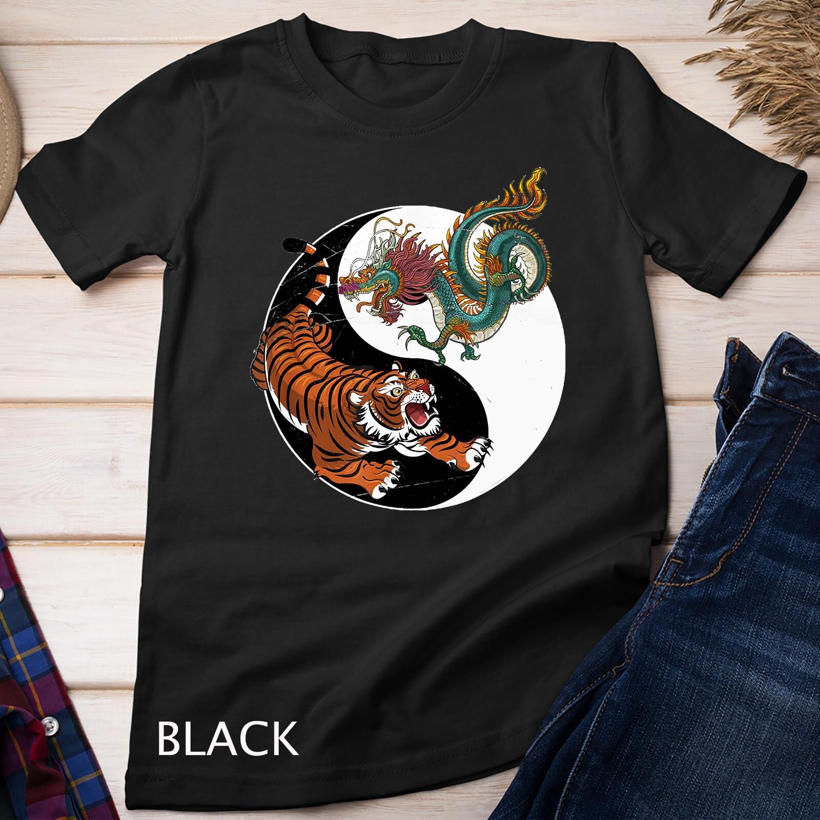 Asian Dragon Tiger Yin Yang Tiger T-Shirt Mens Womens Tees Top Unisex T-Shirt Mens Womens Tees Top M