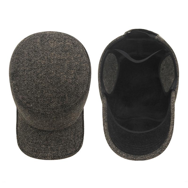 Winter Ear Protection Hat Men's Outdoor Warm Cap for Middle-Aged Wool Flat Cap Velvet Thick Old Man Cap