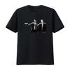 Cool Vintage Black White Pulp Fiction Gangster Print Streetwear Casual T Shirt Vintage Comfortable Soft Designer Clothes