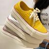 [Fanfuna] 2025 Autumn New Soft-soled Big Head Outdoor Muffin Sports Board Shoes Yellow Platform Canvas Shoes Women