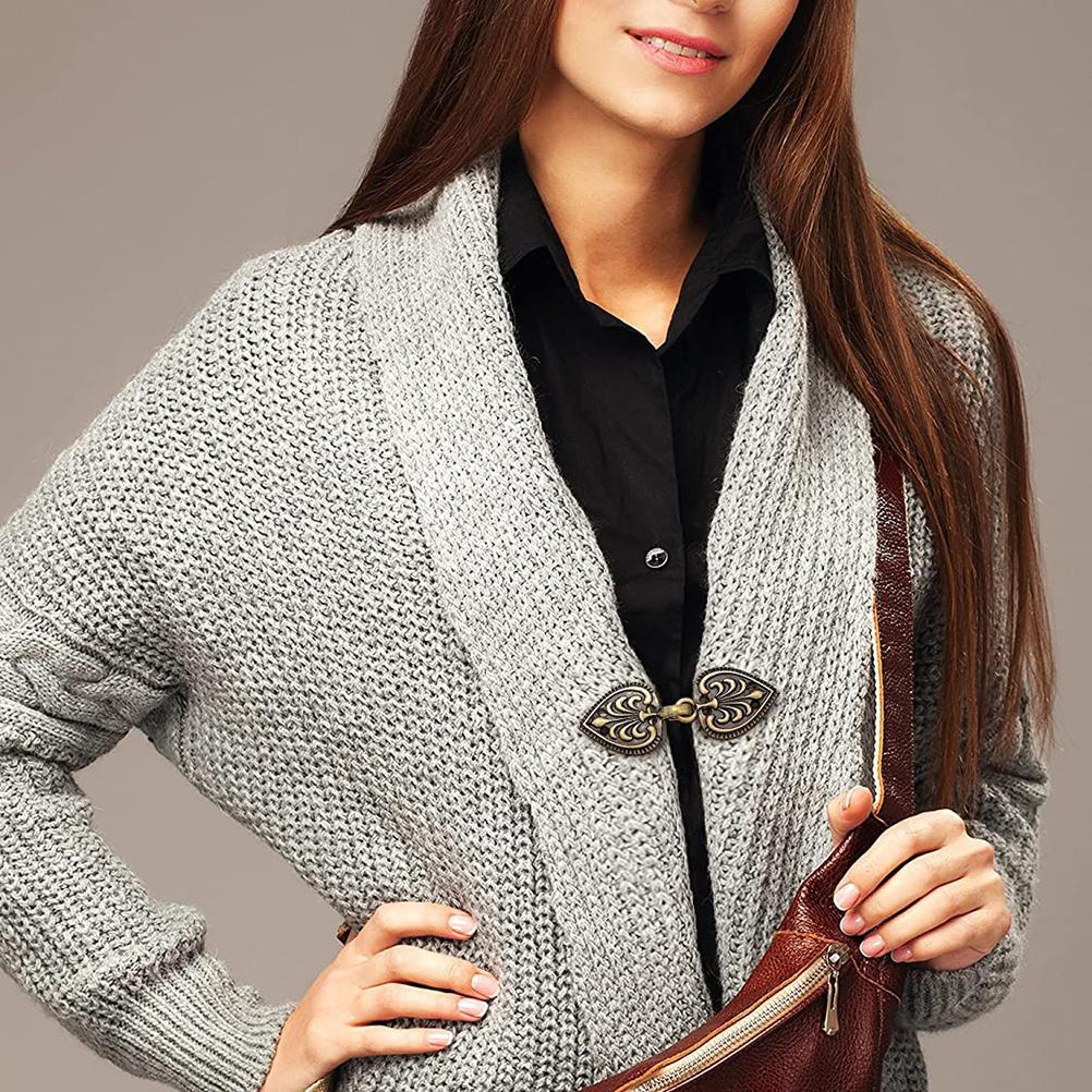 4Pcs Vintage Sweater Swirl Clip Retro Shawl Collar Clasp Cape Cloak Cardigan Clips Dress Shirt Brooch Clip for Girl