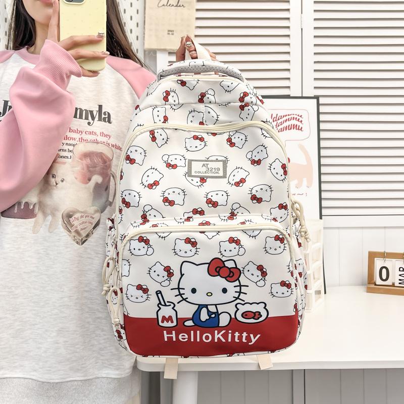 Schoolbag Large Capacity Hello Kitty Backpack Casual Cartoon Korean Version Cute Printed School Bag Lightweight Travel Backpack