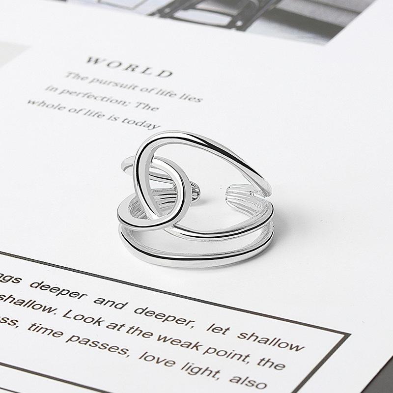 

Double Layer Hollow Out Exaggerated Trendy Ring Versatile Fashion Jewelry Accessory For Party And Daily Wear opening adjustable біле золото кольору