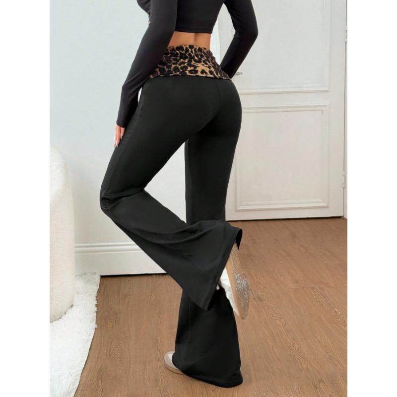 Pantalon de Yoga Splicé à Imprimé Léopard Coupe Ajustée pour Femmes Printemps Été
