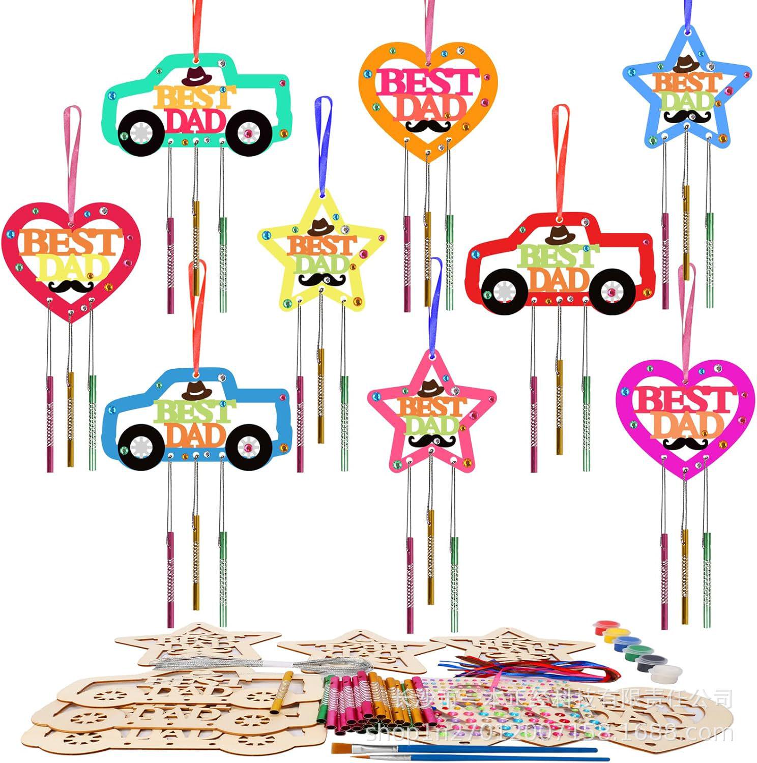 Children s DIY Wooden Wind Chime Painting Set - Creative Father s Day Hanging Ornament