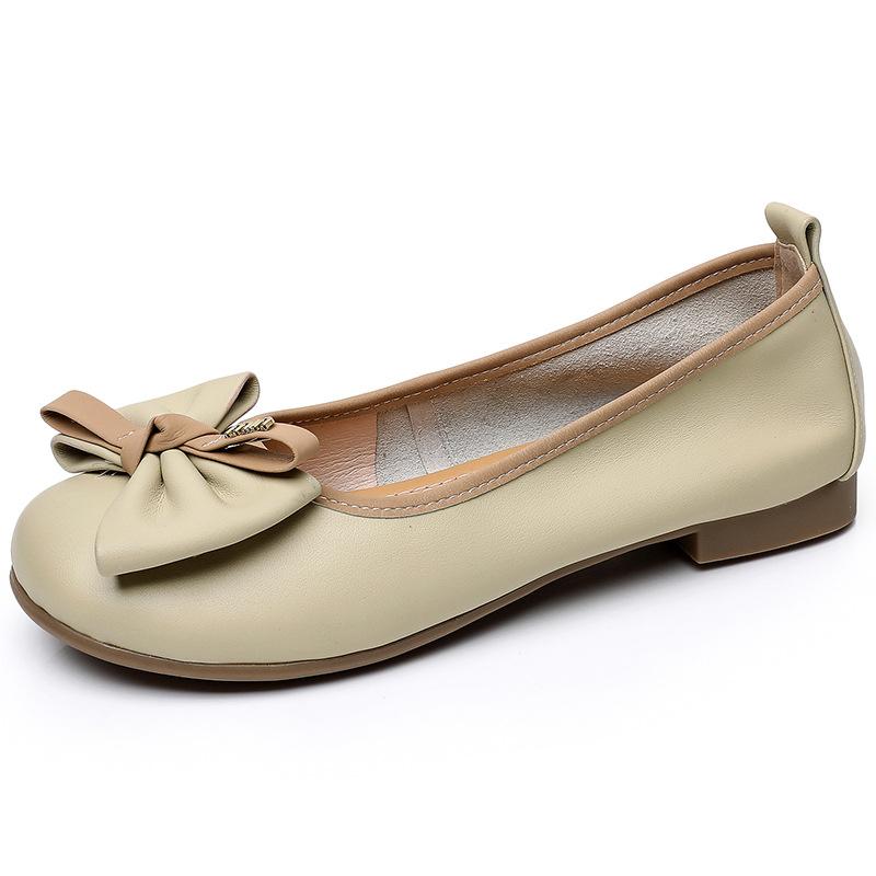 

Натуральная кожа Мягкая подошва Мамин стиль Женские одинарные балетки Весна и Осень Банты Неглубокий вырез Удобные и Нескользящие Дуду 43