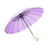 16-Rib Umbrella with Japanese-Style Fresh Design, Leather Handle, Curved Hook, Straight Pole, Large Double-Person Umbrella for Sun and Rain, Gift or