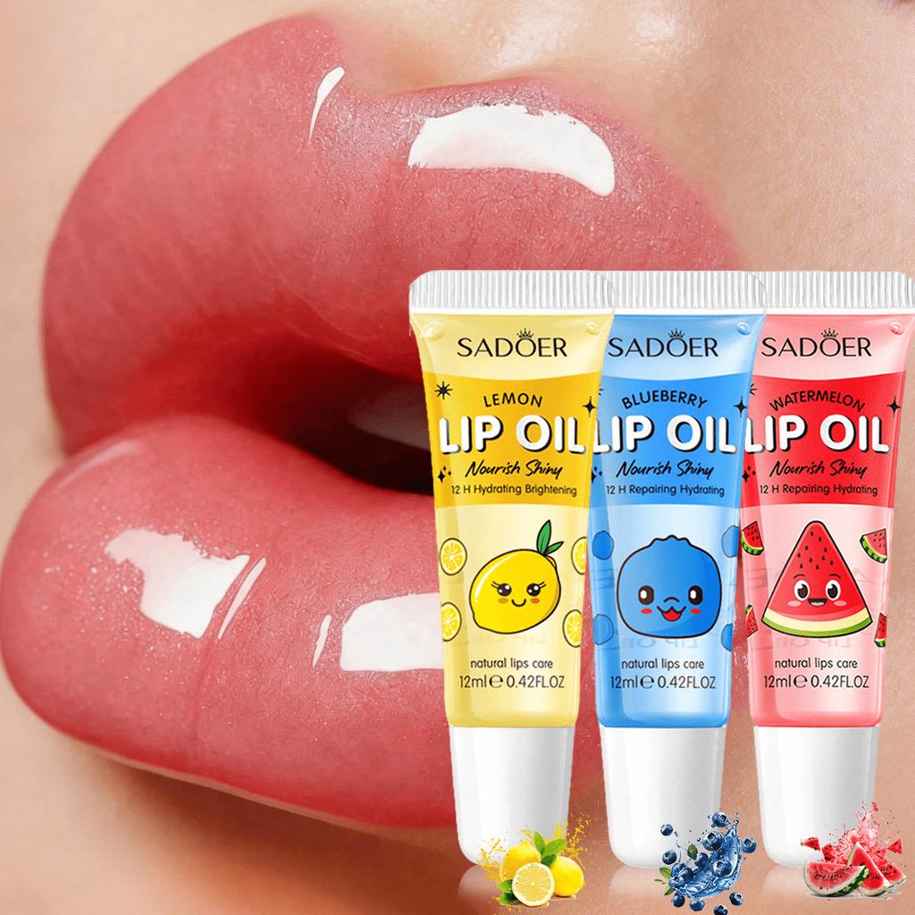 12ml Watermelon/Lemon/Blueberry Lip Oil, Moisturizing Lip Balm, Prevents Dryness And Peeling, Fades