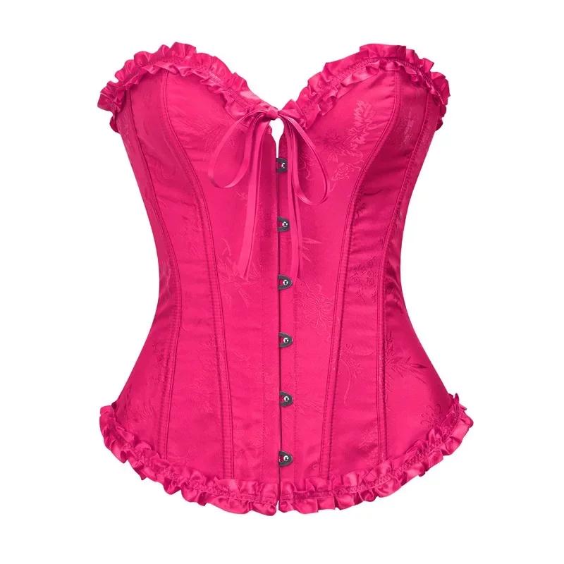 Corsetti e Bustier da Donna Top Moda Sexy Corselet Raso Overbust Broccato Vintage Taglie Forti