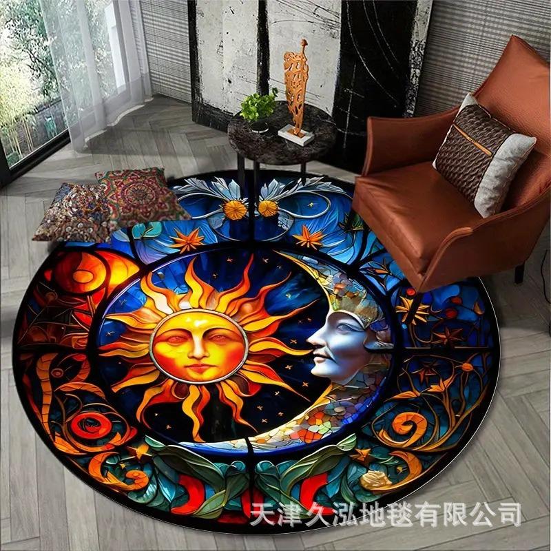 Circular Carpet Living Room Carpet Dirt Resistant Coffee Table Mat Anti Slip Hanging Basket Chair Mat