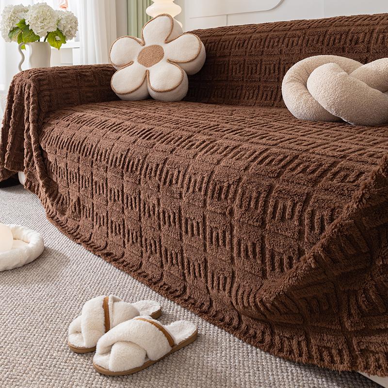 Winter High-Grade Plush Sofa Cover Towel Heat Preservation and Warm All-Inclusive Universal Sofa Towel Simple Modern Cushion