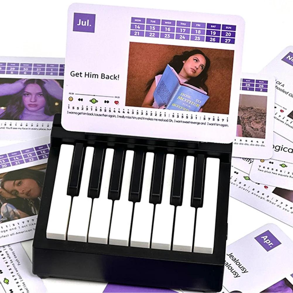 Olivia Piano Calendar 2025 Music Sheets Toy Desktop Peripheral Ornaments Piano Desk Calendar Mini Piano Calendar Gift for Fans
