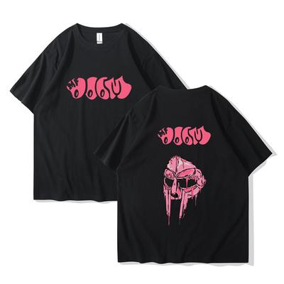 Herren- & Damen-Doppelseitig bedrucktes T-Shirt Fleece Baumwolle Baggy Shirt Sänger Mf Doom Madlib Madvillain Hip Hop Stil Harajuku
