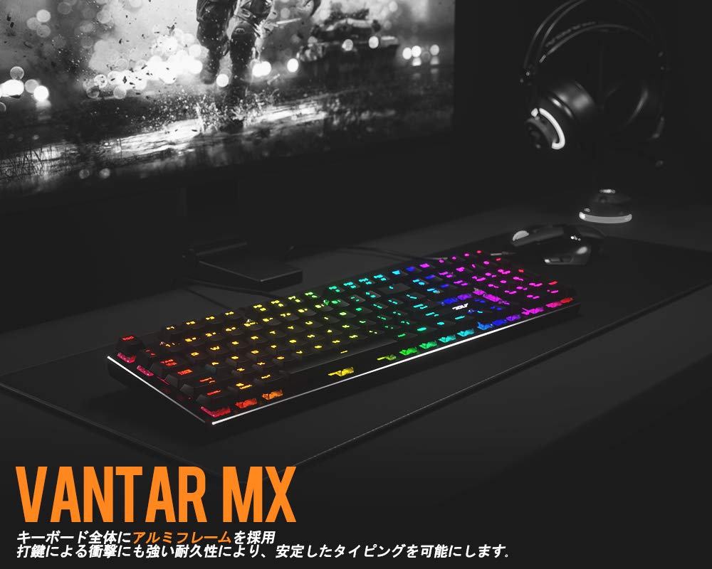 COUGAR VANTAR MX Gaming Keyboard with Blue Switches, RGB Backlighting, and Original Low-Profile Mechanical Switches (CGR-VANTAR MX-3)