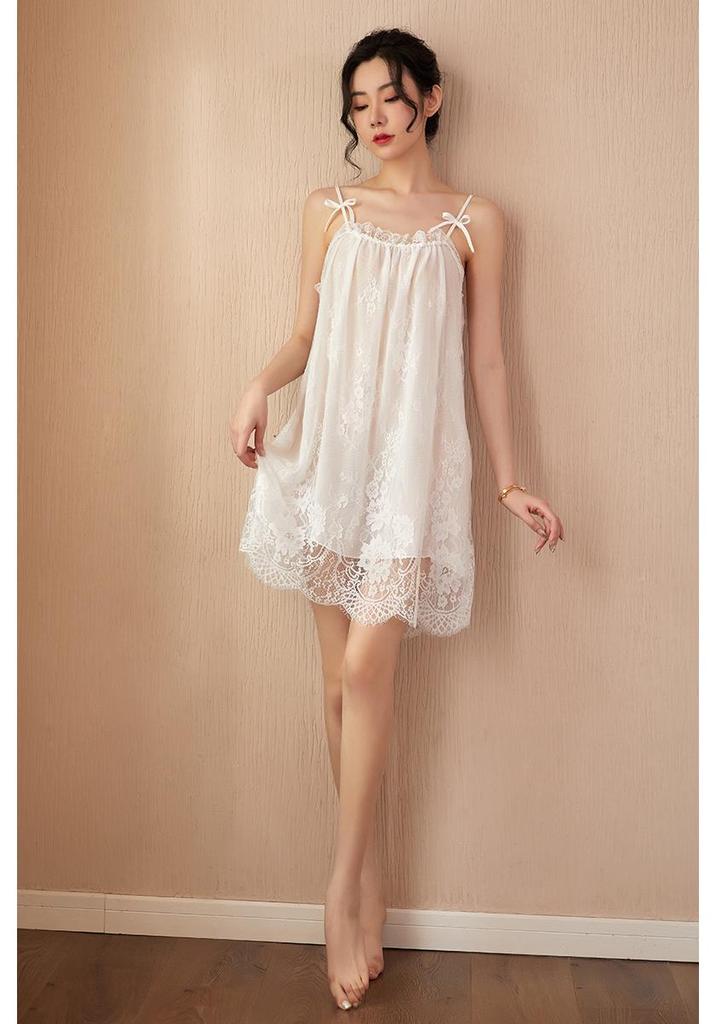 Seductive Backless Lace Camisole Nightgown
