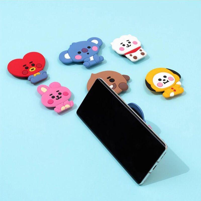 Bt21 Cartoon Handheld Phone Holder, Desk Extendable Airbag, Cute Headphones Organizer, Idol Accessories