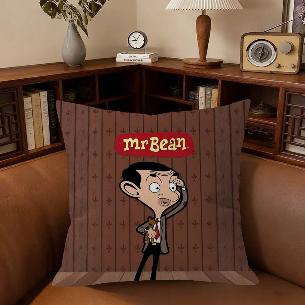 Funny Mr Bean Anime Pillow Cover For Bedroom Room And Living Room Sofa Decorative Cushion Cover