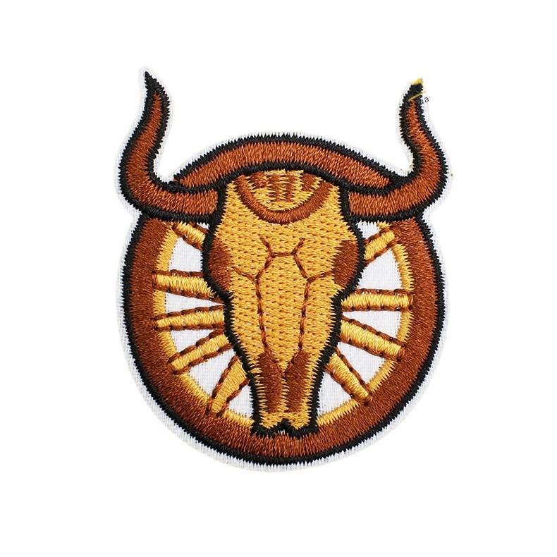 Hemp Rope Embroidery Cloth Sticker Bounty Hunter Patch Sticker Western Denim Bag Decoration Computer Embroidery Label Cow Head Ironing