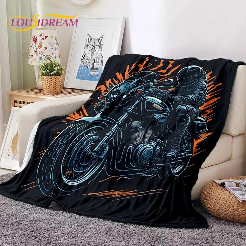 Motocross Modern Retro Motorcycle Soft Flannel Blanket for Bed Bedroom Sofa Picnic,Throw Blanket for Cover Outdoors Leisure Gift