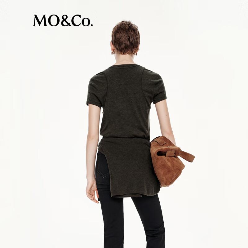 MO&Co. Women's 100% Wool Short-Sleeve Round Neck Sweater