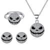 Hip-Hop Diamantbesetzter Thriller Ausdruck Halloween Halskette Design Runder Ring Schmuckset