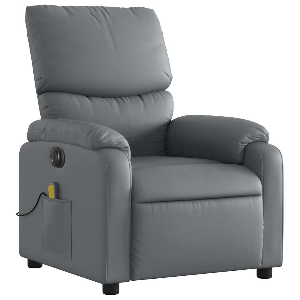 Vidaxl Foldable Massage Armchair, Electric, Grey, Faux Leather