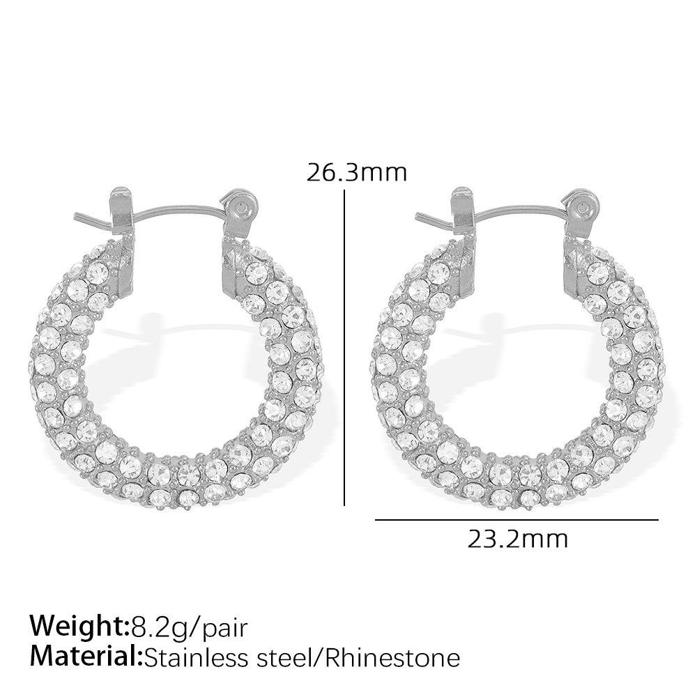 Hot Sale Full of Pearl Rhinestone Earrings Stainless Steel Earrings Versatile Jewelry Women