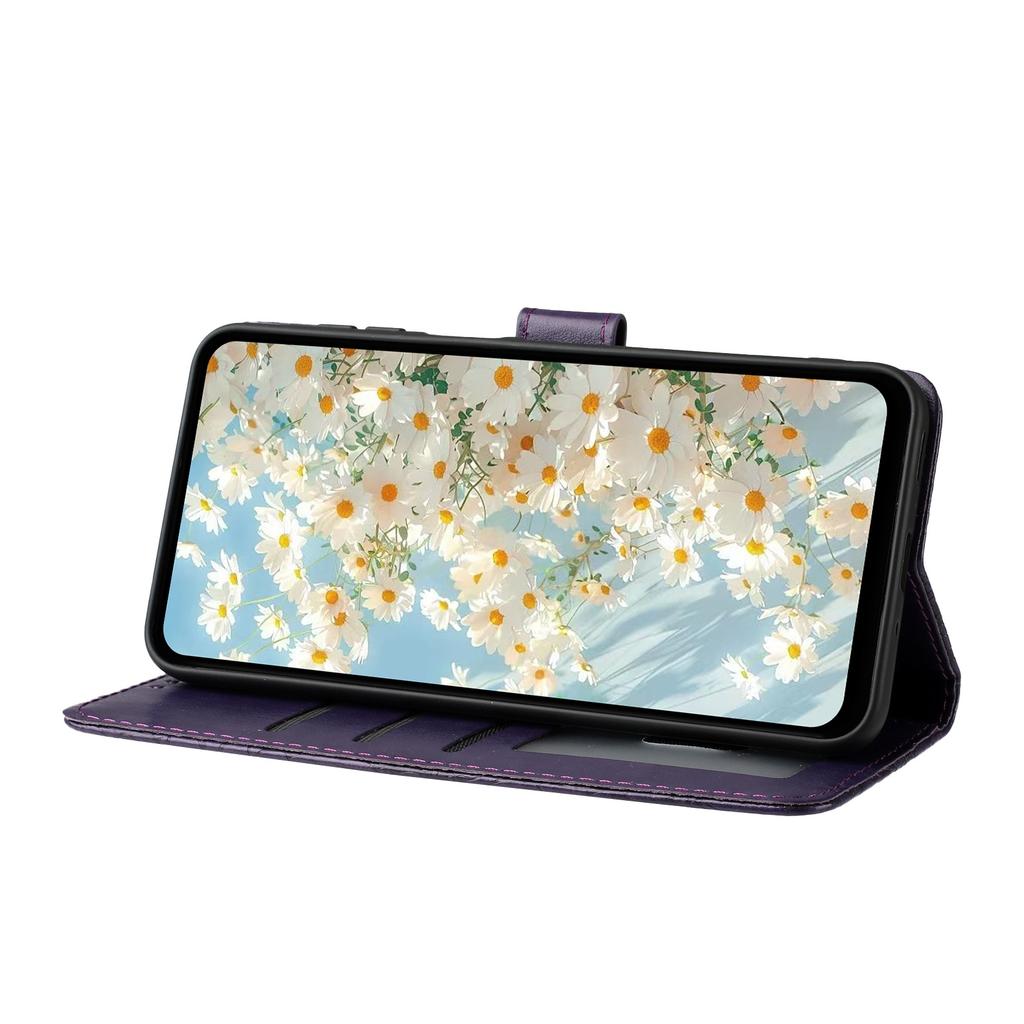 Applicable to iPhone17 leather case Samsung S26 small daisy embossed flip card mobile phone leather case Pixel 10A