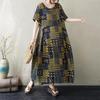 Short Sleeve Plus Size Cotton Vintage Floral New In Dresses for Women Casual Loose Long Summer Dress