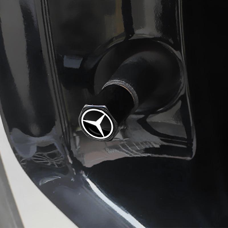 4 stk Bilhjul Dekk Bolt-in Ventilkapsler Merke Bil Tilbehør For Mercedes Benz W205 W177 W212 W213 W221 W220 W176 ML G63 E63 GT AMG