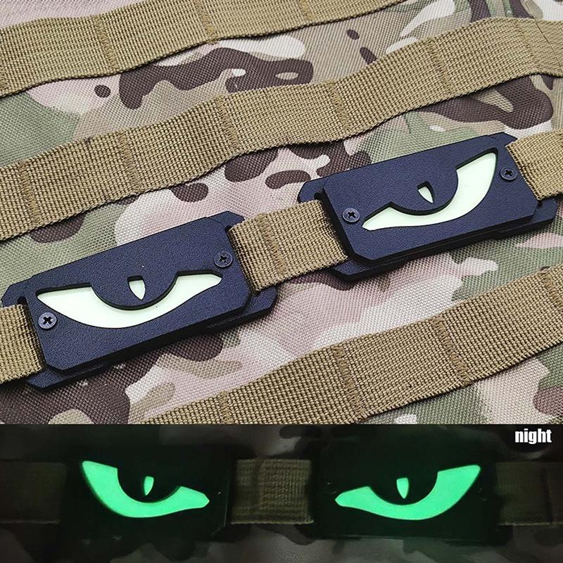 1Pair Demon Eye Luminous Marker Strip Molle Outdoor Mysterious Farm Bag Pendant Light-Absorbing Plate Luminous Strip