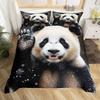 Kawaii Panda Bettbezug Süßes Wildtier-Muster Twin Queen King Bettwäsche-Set Cartoon Deckenbezug-Set für Jungen Mädchen Schlafzimmer