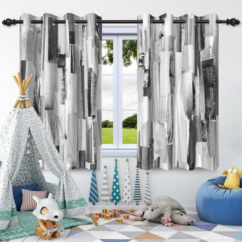 2 st Abstrakta Oljemålning Textur Fönstergardiner Sekretessavdelare Mörkläggningsgardin Lägenhet Sovrum Vardagsrum Mörkläggning