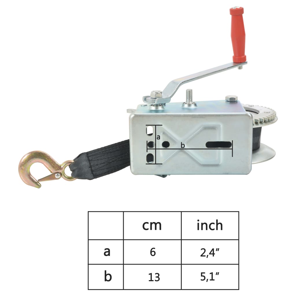 Vidaxl Hand Winch with Strap, 1587 Kg
