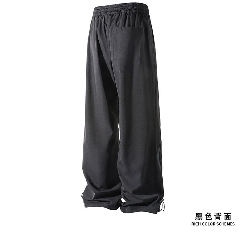 Summer Men's Ice silk Waterproof Pants Casual Zipper Can Tie Feet Solid Straight Elastic Waist Trousers Loose Daily Pants 5XL