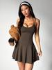Women's Sleeveless Sports Yoga Dress with Pocket & Pleated Skirt - Anti-Exposure, Two-Piece Look for Running & Tennis