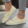 Women's White Round Toe Lace-Up Casual Sneakers - Breathable Fabric Upper, Anti-Slip TPR Sole, Low-Top Comfortable Walking Shoes for All-Season