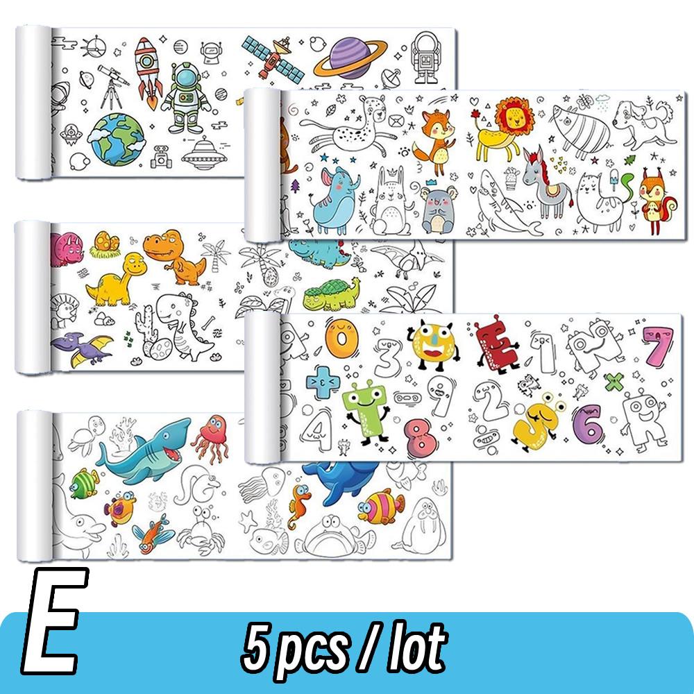 Rollo de papel para colorear de 90 cm con diseño de animales para niños, ideal para rellenar con colores, grafiti, recortes de papel, pintura, material educativo escolar.