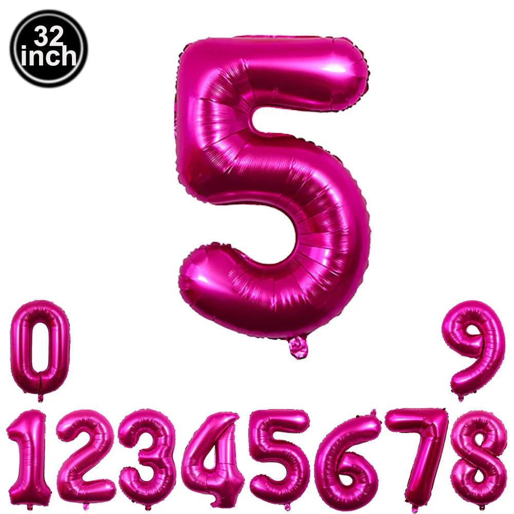 40inch Hot Pink Rose Foil Number Balloons Girls Birthday Pink Large Number Balloon Birthday Wedding Baby Shower Party Decor