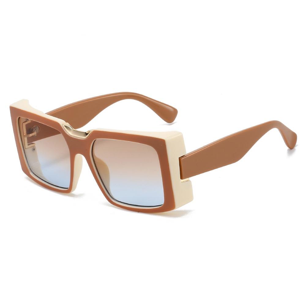 New Retro Thick Frame Leopard Gradient Rectangular Women Sunglasses Brand Candy Color Design Casual Fashion Men Glasses Uv400