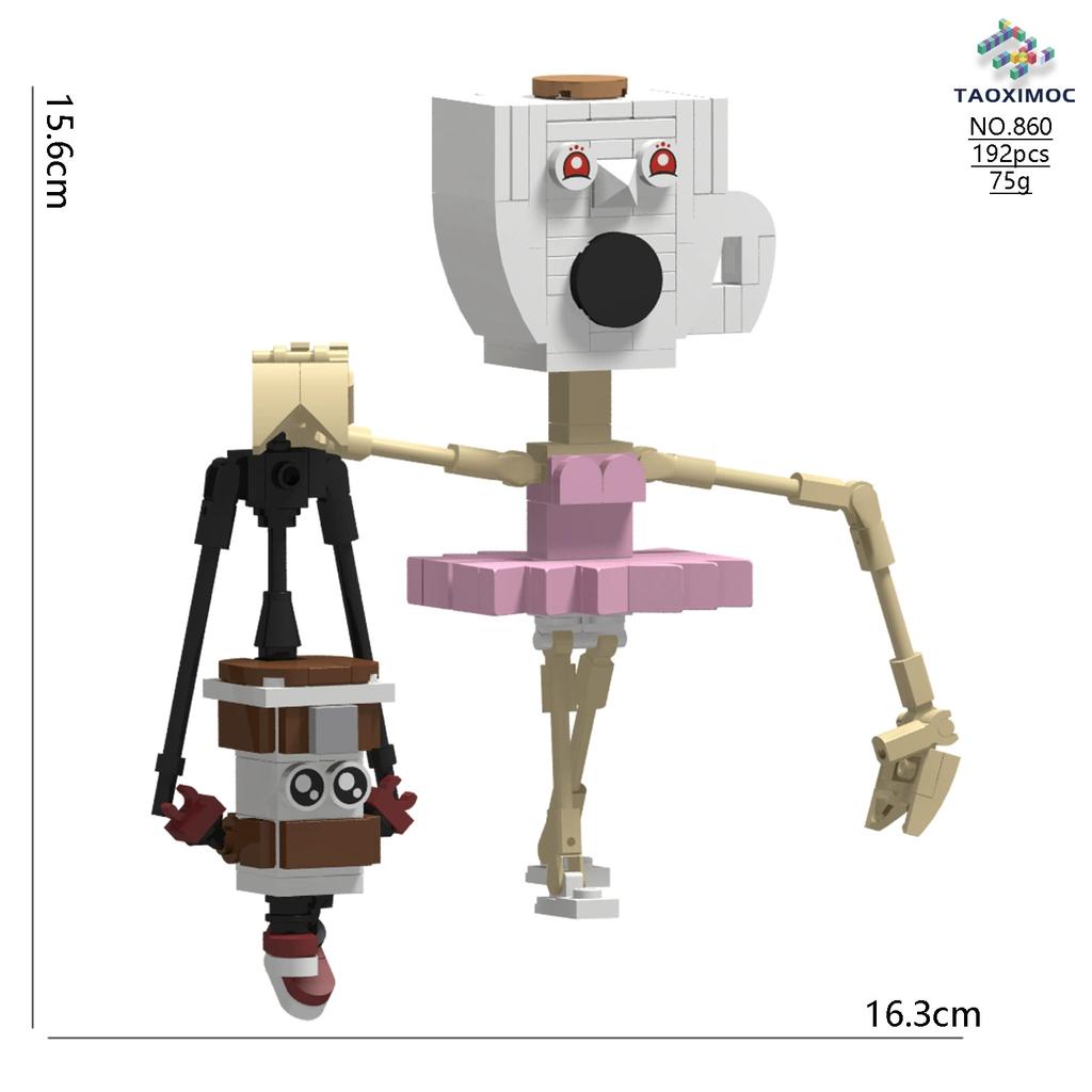AI Anime Shanhaijing Tung Tung Sahur Wooden Stick People Pass Abstract Building Block Set Gift Present Toy Ornament Brick Doll Scale Model
