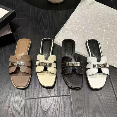 One Word with Cool Slippers Internet Celebrity Explosion Beach Shoes Summer Wear Flat Slippers Women
