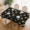 1 Gothic Skull Tablecloth - Vintage Black Polyester Fabric, Complex Skull Pattern Fits Long Round Tables