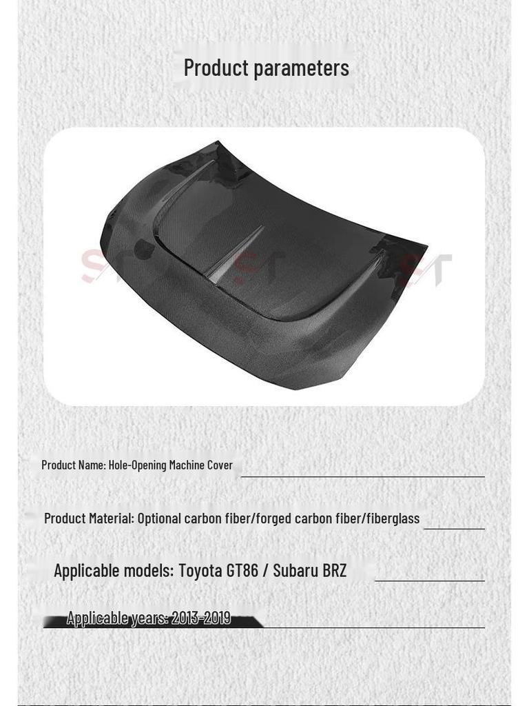 Toyota GT86/Subaru BRZ Carbon Fiber Hood with Vents - Car Body Kit Accessory