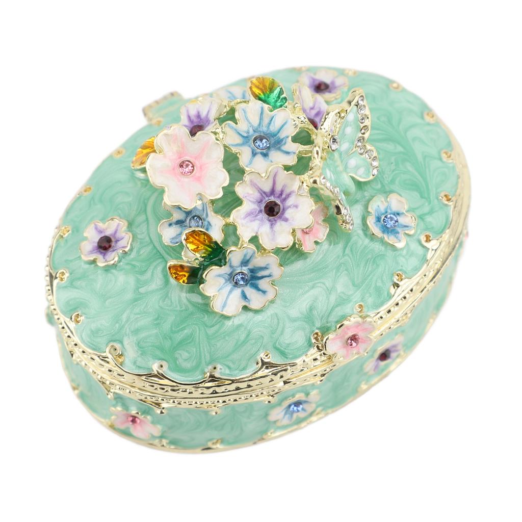 Hand Painted Trinket Box Enamel Vintage Jewelry Storage Box Metal Jewelry Organizer Decorative