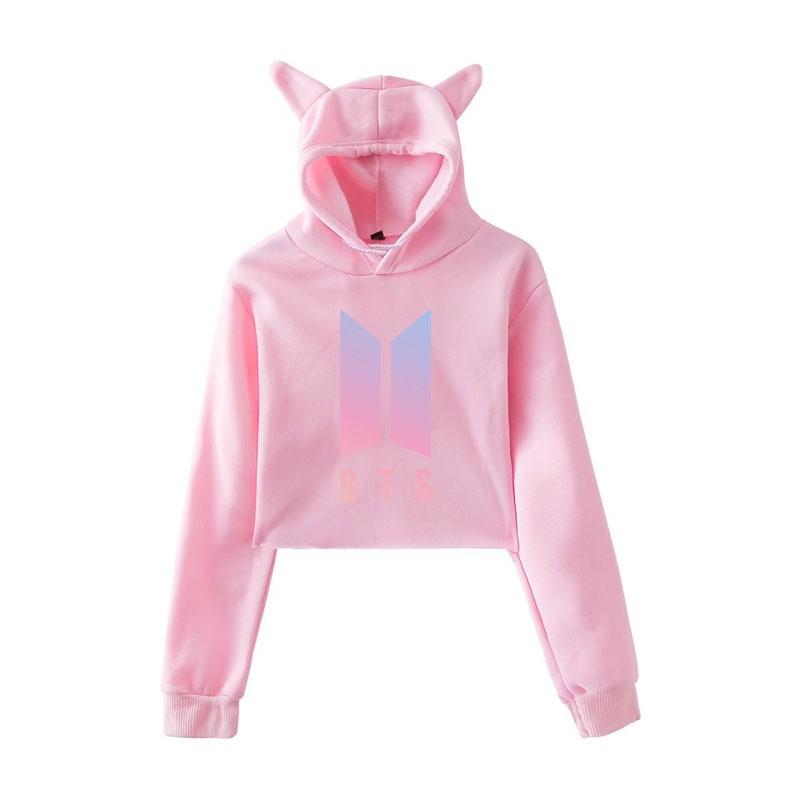 Bts Bangtan Boys Love Yourself Tear Navel Hoodie With Cute Cat Ear Design In Multiple Color Options